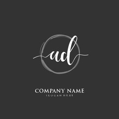 Handwritten initial letter A D AD for identity and logo. Vector logo template with handwriting and signature style.