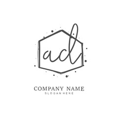Handwritten initial letter A D AD for identity and logo. Vector logo template with handwriting and signature style.