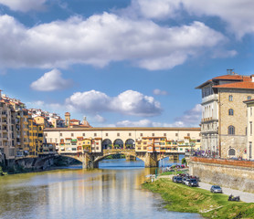 Florence with Ponte Vecchio bridge in Italy