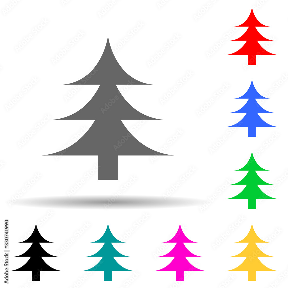 Poster christmas tree multi color style icon. simple thin line, outline vector of web icons for ui and ux, 