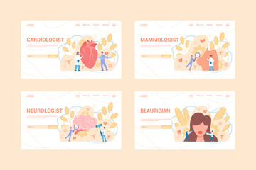 Fototapeta na wymiar Medical specialties web banner concept set. Cardiologist