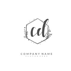  Handwritten initial letter C D CD for identity and logo. Vector logo template with handwriting and signature style.
