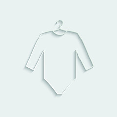 paper clothing for baby girl and boy  on the hanger vector icon. dress vector icon. baby  clothing icon 