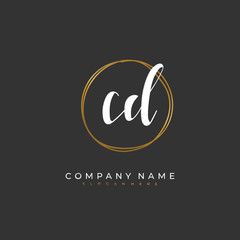  Handwritten initial letter C D CD for identity and logo. Vector logo template with handwriting and signature style.
