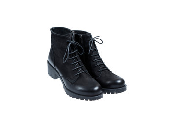 Black ladies boots, on a white background