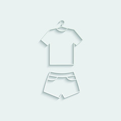 paper  Tshirt icon   on the hanger. dress vector icon. clothing icon dress 