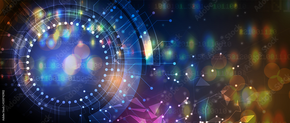 Poster technology data background, idea of global business solution