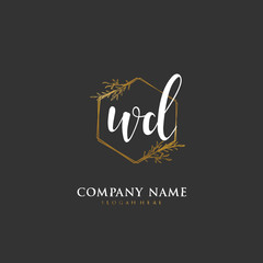 Handwritten initial letter W D WD for identity and logo. Vector logo template with handwriting and signature style.