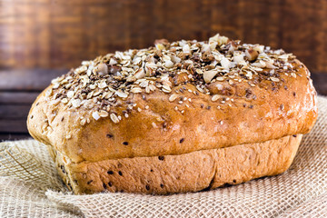 vegan bread with nuts and chestnuts, without sugar or gluten. Healthy living concept.