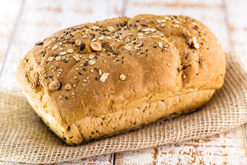 vegan bread with nuts and chestnuts, without sugar or gluten. Healthy living concept.