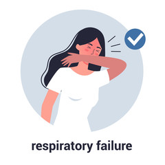 Woman with respiratory failure. Virus prevention and protection.