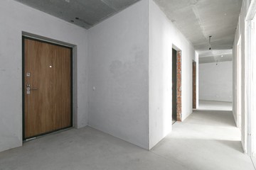 interior of the apartment without decoration in gray colors