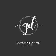 Handwritten initial letter G D GD for identity and logo. Vector logo template with handwriting and signature style.