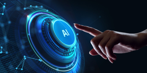 AI Learning and Artificial Intelligence Concept. Business, modern technology, internet and...