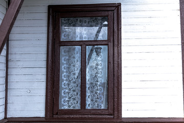 Window frame in a wooden house.
