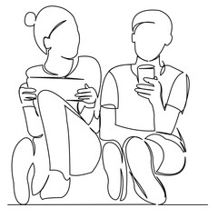 teenagers with gadgets