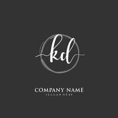 Fototapeta premium Handwritten initial letter K D KD for identity and logo. Vector logo template with handwriting and signature style.