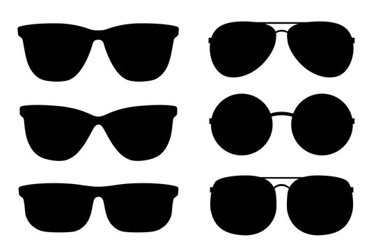 set of black sunglasses and glasses silhouettes