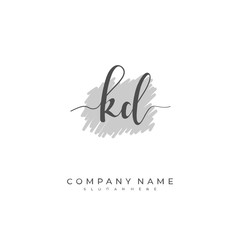 Handwritten initial letter K D KD for identity and logo. Vector logo template with handwriting and signature style.
