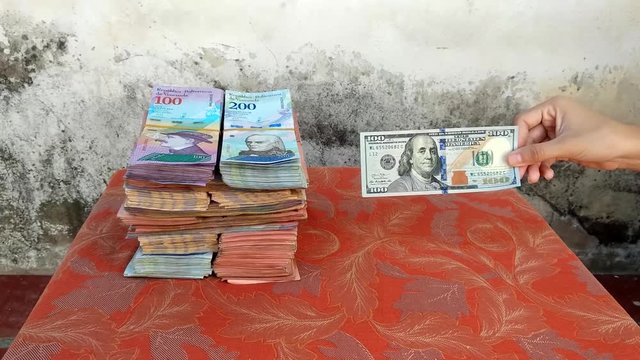 The ratio of the American dollar to Venezuelan money during the economic crisis.