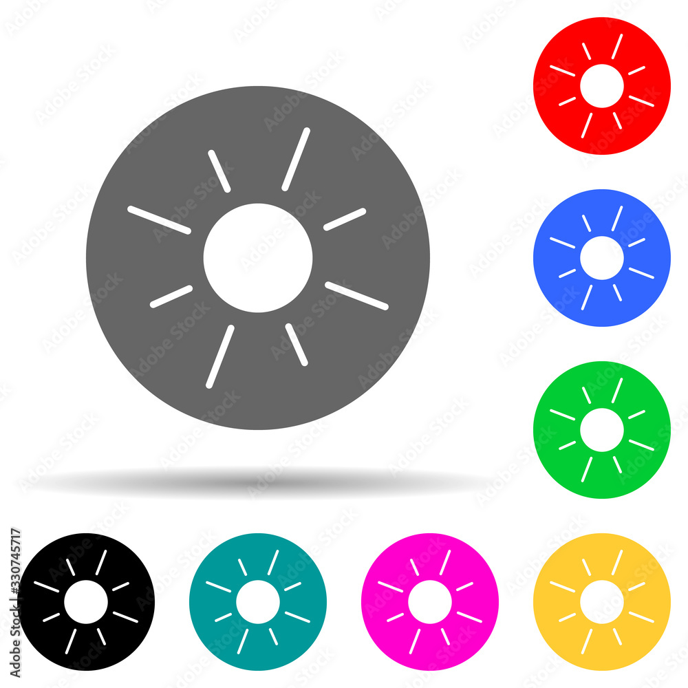 Poster sun in round multi color style icon. simple thin line, outline vector of web icons for ui and ux, we