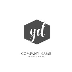 Handwritten initial letter Y D YD for identity and logo. Vector logo template with handwriting and signature style.