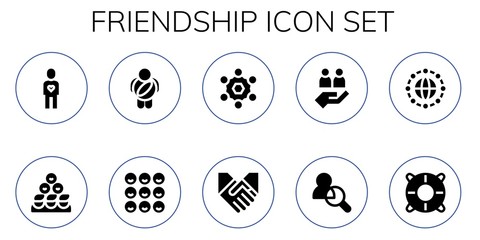 Naklejka premium Modern Simple Set of friendship Vector filled Icons