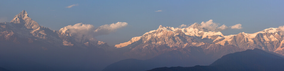 Fototapeta na wymiar View at Annapurna massif from Saranghot in Nepal