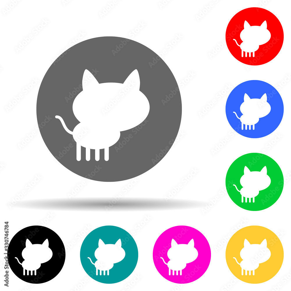 Poster cat in round multi color style icon. simple thin line, outline vector of web icons for ui and ux, we