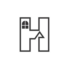 HR letter with window home logo design vector