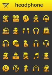 Modern Simple Set of headphone Vector filled Icons