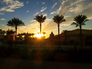 One of the shopping streets, the beautiful architectural features of the Egyptian buildings at Sharm El Sheikh