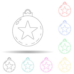 christmas ball toy multi color style icon. Simple thin line, outline vector of winter icons for ui and ux, website or mobile application