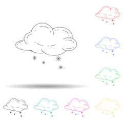 snow cloud multi color style icon. Simple thin line, outline vector of winter icons for ui and ux, website or mobile application