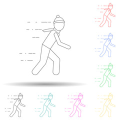 man on the snow multi color style icon. Simple thin line, outline vector of winter icons for ui and ux, website or mobile application