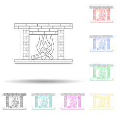 burning fireplace multi color style icon. Simple thin line, outline vector of winter icons for ui and ux, website or mobile application