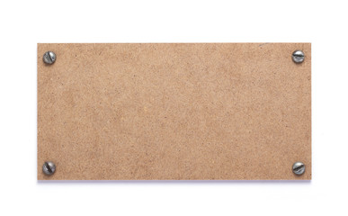 wooden nameplate or wall sign  at white background
