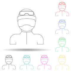 man in ski gear multi color style icon. Simple thin line, outline vector of winter icons for ui and ux, website or mobile application
