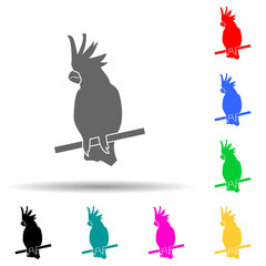 silhouette of a parrot multi color style icon. Simple glyph, flat vector of zoo icons for ui and ux, website or mobile application