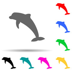 silhouette of a dolphin multi color style icon. Simple glyph, flat vector of zoo icons for ui and ux, website or mobile application
