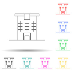 Building multi color set icon. Simple thin line, outline vector of building icons for ui and ux, website or mobile application
