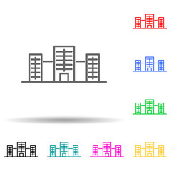 Building multi color set icon. Simple thin line, outline vector of building icons for ui and ux, website or mobile application