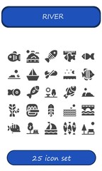 Modern Simple Set of river Vector filled Icons