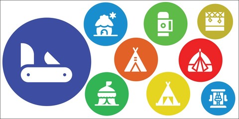 Modern Simple Set of tent Vector filled Icons