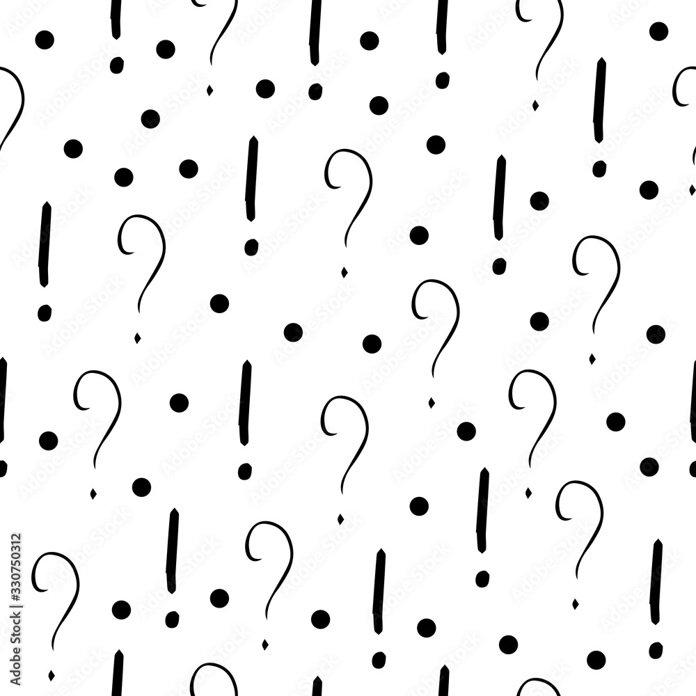 Fototapete question marks and exclamation mark seamless pattern. vector sketch question marks and exclamation m