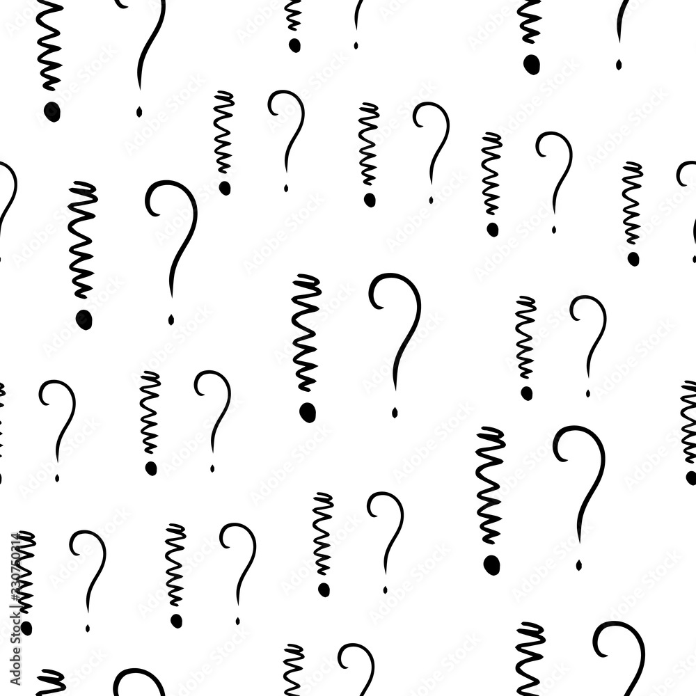 Fototapete Question marks and exclamation mark seamless pattern. Vector sketch question marks and exclamation mark background