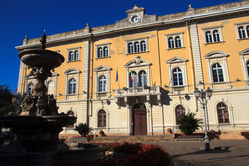 Alassio (SV), Italy - February 15, 2017: Libert&agrave; square at Alassio, Riviera dei Fiori, Savona, Liguria, Italy.