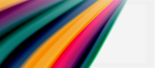 Wave lines abstract background, smooth silk design with rainbow style colors. Liquid fluid color waves. Vector Illustration