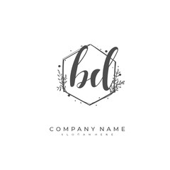 Handwritten initial letter B D BD for identity and logo. Vector logo template with handwriting and signature style.