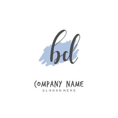 Handwritten initial letter B D BD for identity and logo. Vector logo template with handwriting and signature style.